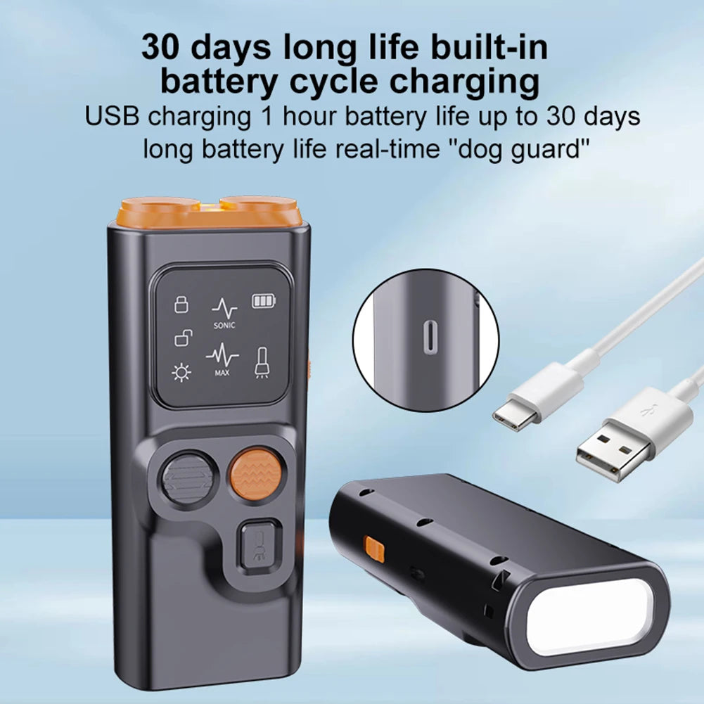 Ultrasonic Dog Bark Deterrent Device with LED Flashlight Rechargeable Pet Dog Repeller Dog Chaser Correct Your Dogs Bad Behavior