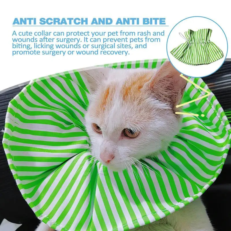 Soft Collar For Cats Polyester Soft Recovery Elizabethan Collar Drawstring Design Comfortable Protective Collar Adjustable Pet