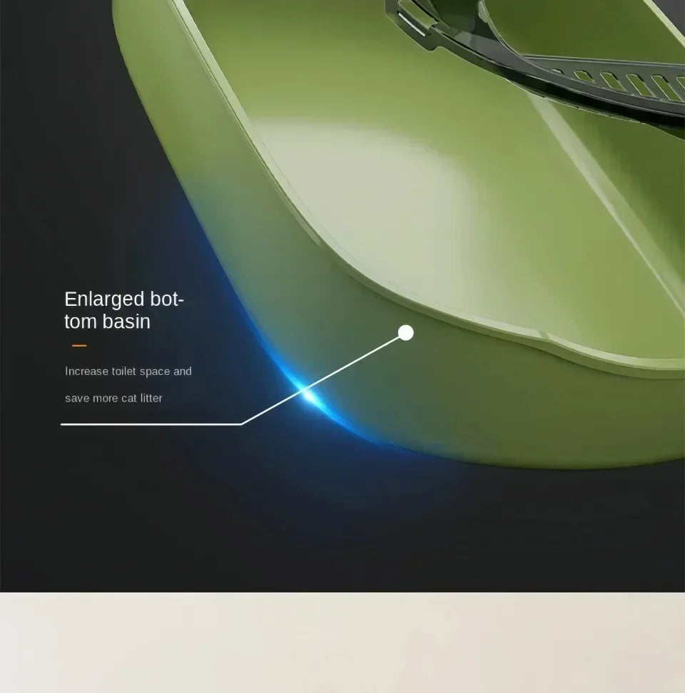 Cat Litter Box Kitty Sandbox Semi-enclosed High Side Splashproof Cat Toilet Pet Bedpans with Litter Scoop Cleaning Cat Supplies