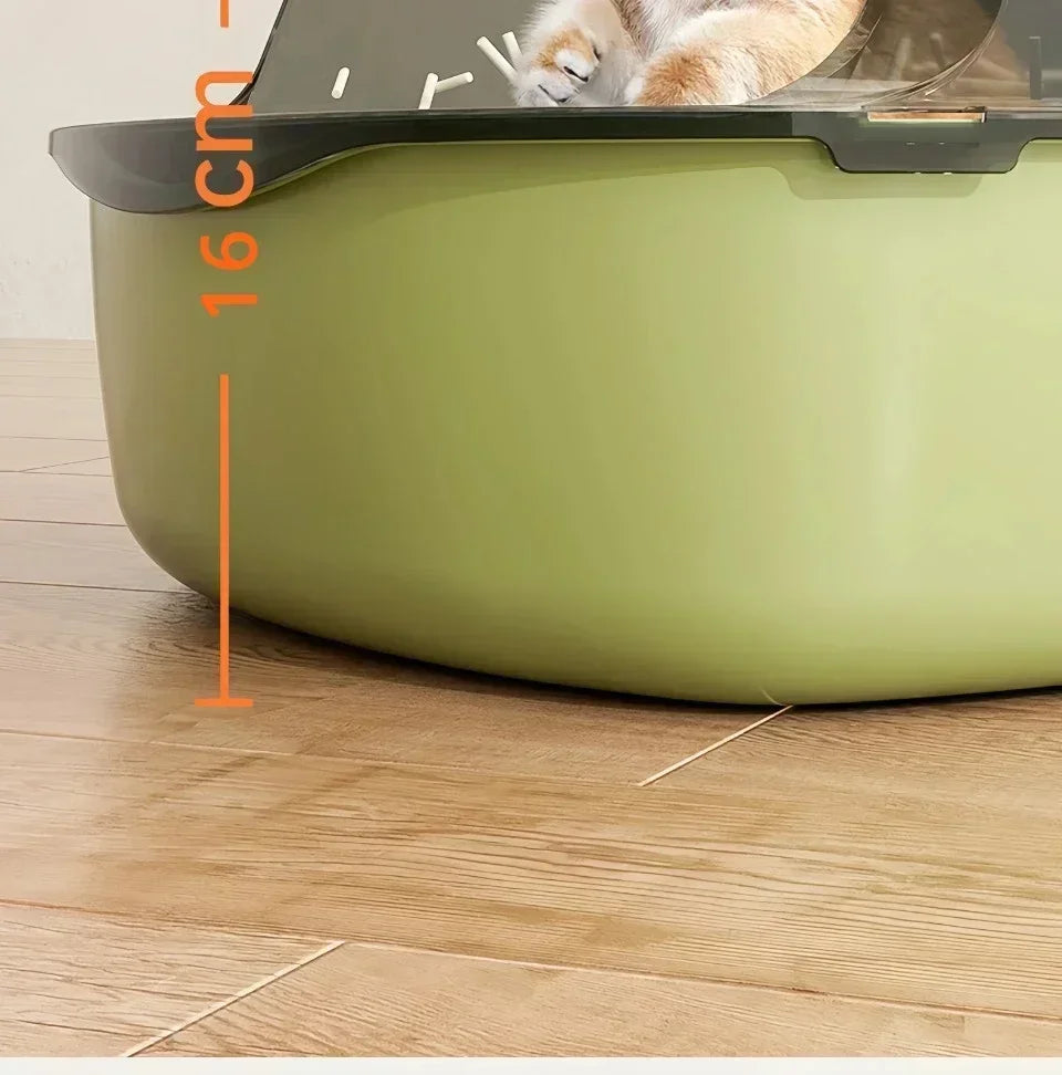Cat Litter Box Kitty Sandbox Semi-enclosed High Side Splashproof Cat Toilet Pet Bedpans with Litter Scoop Cleaning Cat Supplies