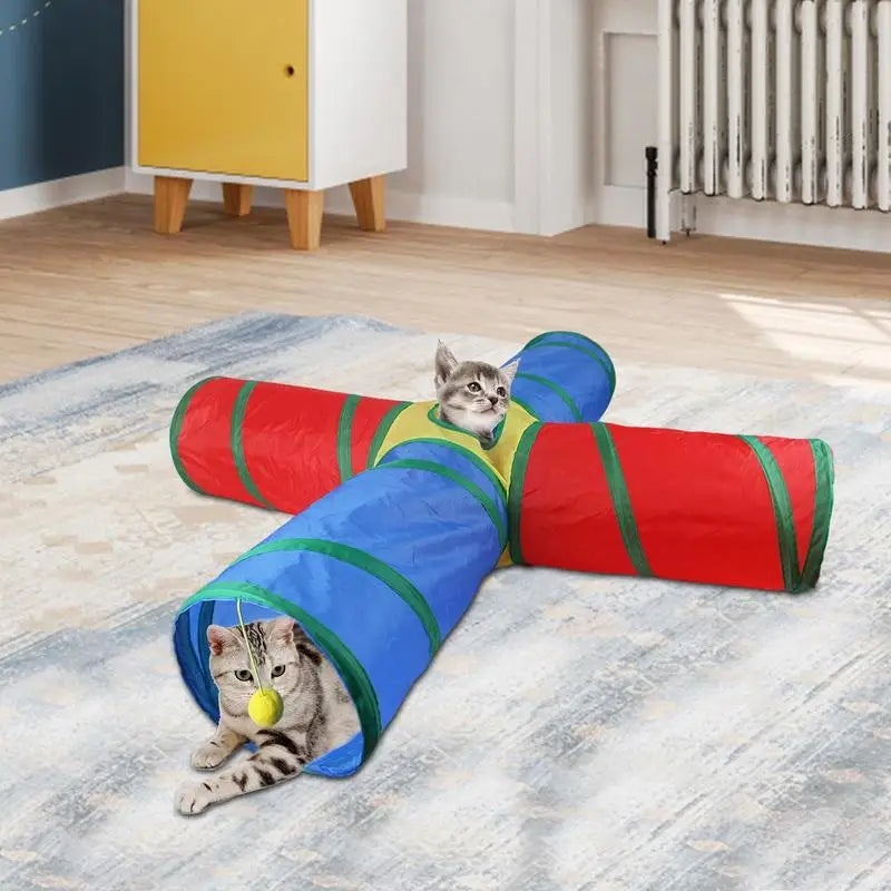 Cat Pets Toys Interactive Balls Foldable Cat Kitten Play Tunnel 4 Way Funny Cat Tunnel Pet Supplies Indoor Cat Accessories
