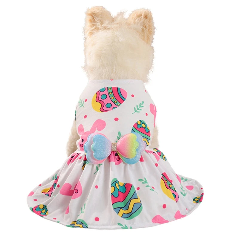 Dog Princess Dress Cute Rabbit Printed Dresses for Small Medium Dogs  Cats Easter Pet Skirt Puppy Chihuahua Teddy Clothes