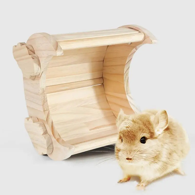 Hamster Wooden House Simple Installation Hideaway Cage Accessories for Lemmings, Gerbils, Rat, Small Pet, Chinchilla Fun Toys