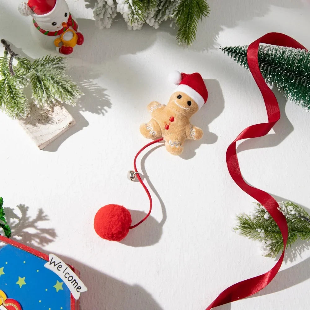 Christmas Cat Toys Plush Ball Doll with Bell Interactive Soothing Cat Toys Pet Supplies