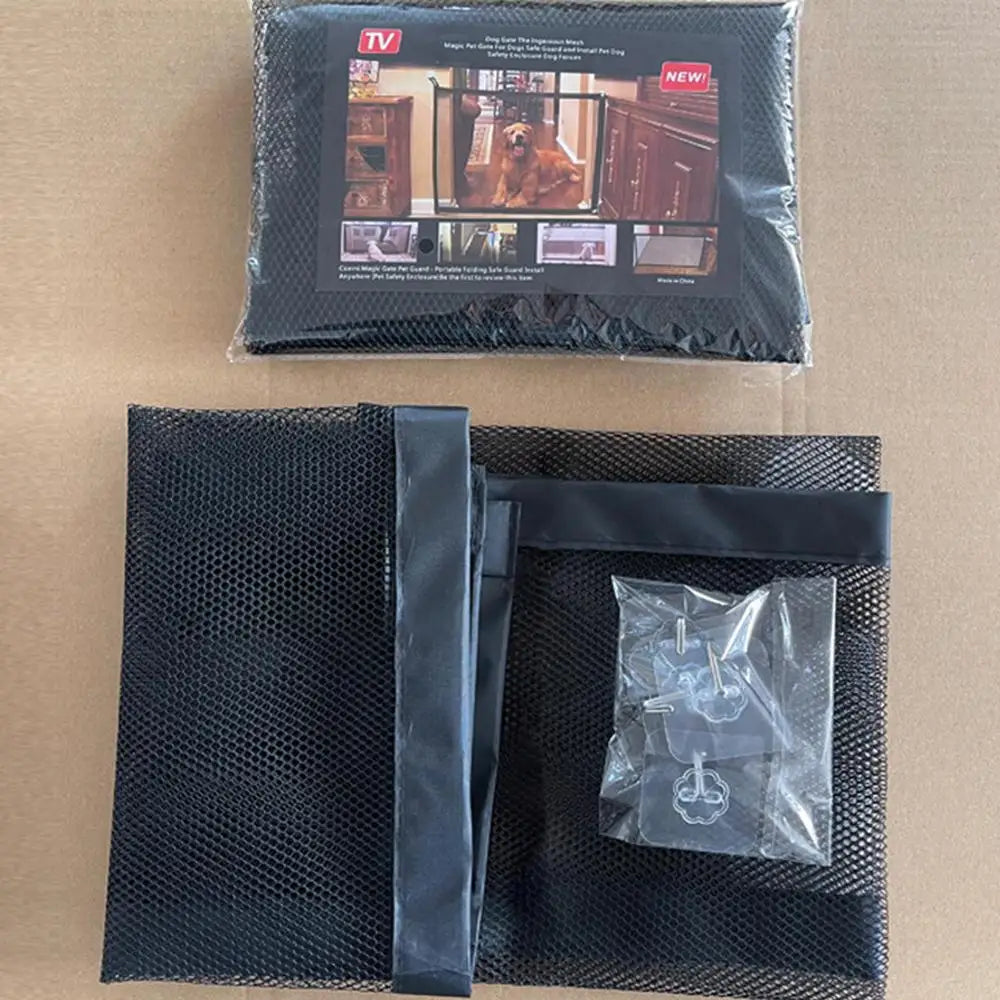 Pet Dog Barrier Fences With 6Pcs Hook Pet Isolated Network Stairs Gate New Folding Breathable Mesh Playpen For Dog Safety Fence