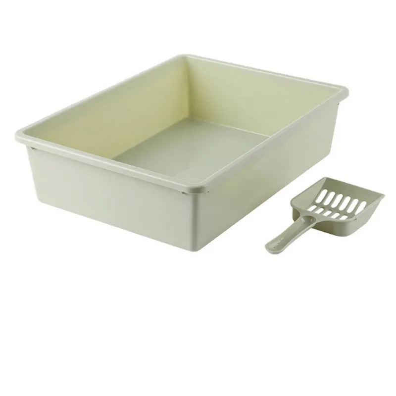 Cat litter box large-capacity open anti-overflow cat feces box, clean the square cat toilet, and send cat litter shovel