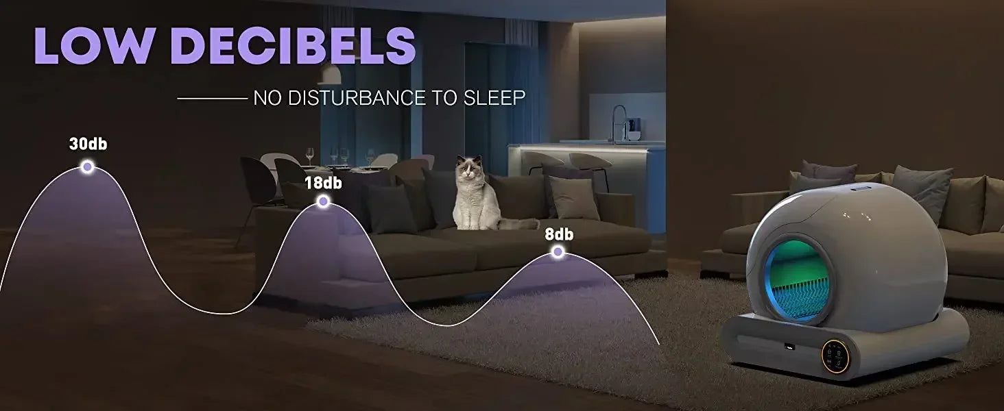 Large Capacity Automatic Cat Litter Box Self Cleaning, Smart Self-Cleaning Cat Litter Box with 65L Litter Box APP Control
