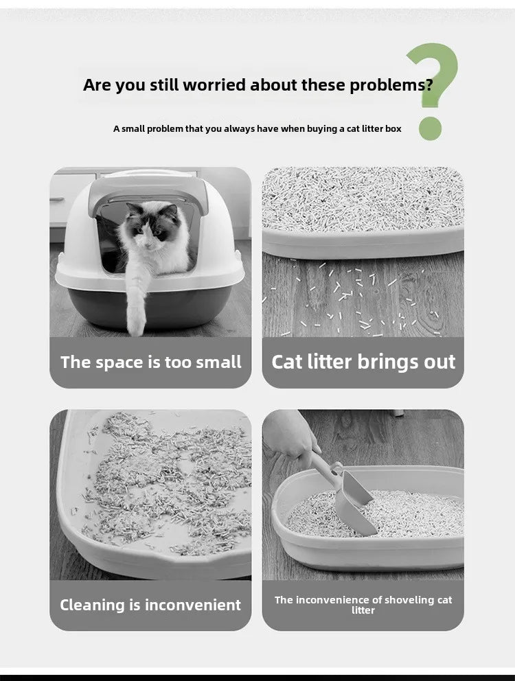 Large Stainless Steel Fully Enclosed Cat Litter Box Deodorizing Cat Toilet Pet Splash Proof Cat Supplies Cat Litter Box