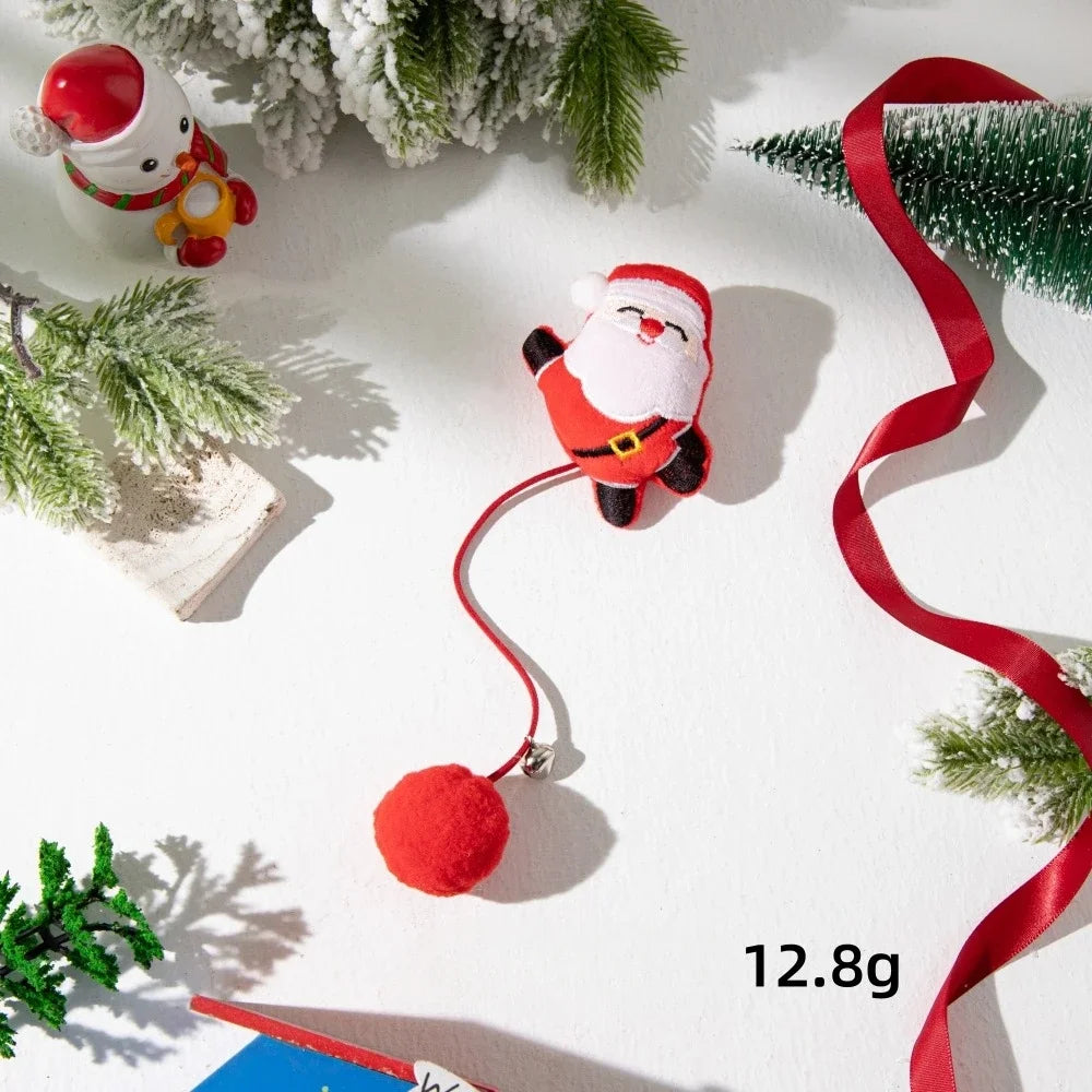 Christmas Cat Toys Plush Ball Doll with Bell Interactive Soothing Cat Toys Pet Supplies