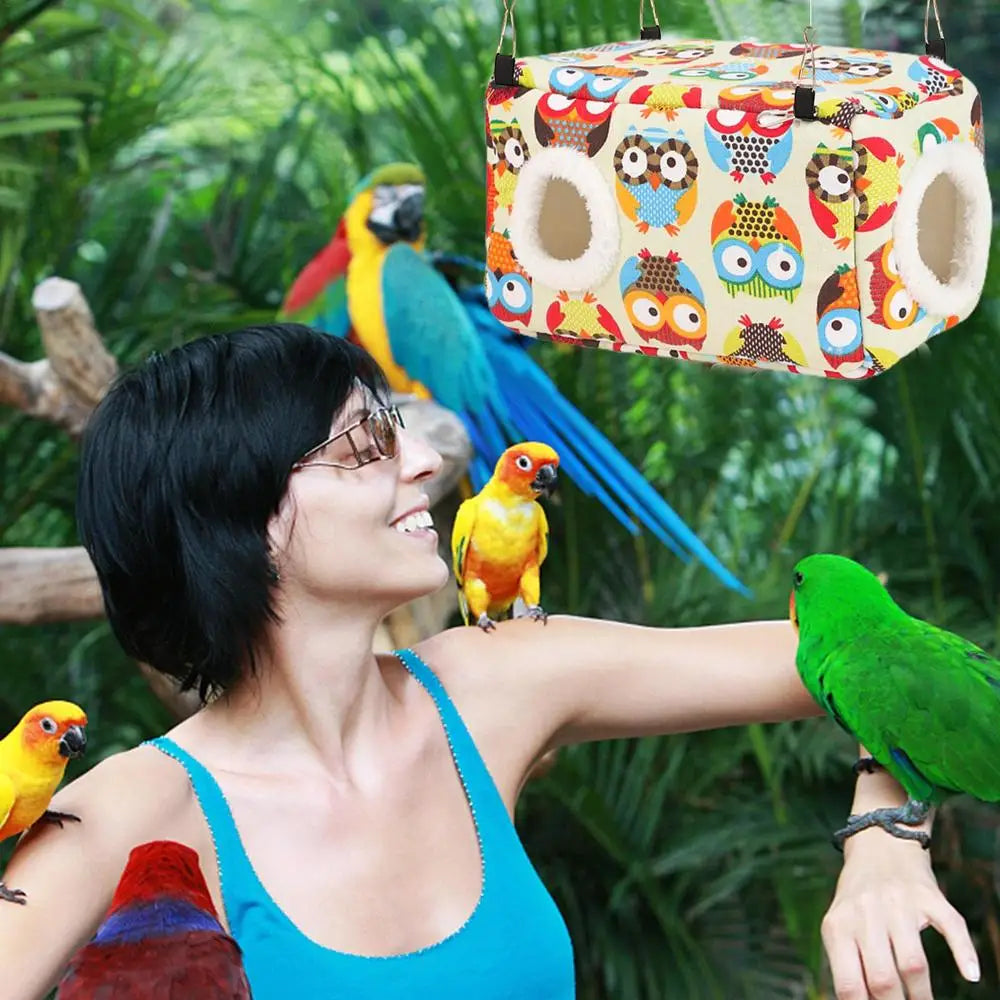 Parrot Warm Nest Thick Bird Bed Warm Snuggle Hut Washable Bird Nest House Parrot Hideway Bed Sleeping Bed For Parrot Parakeet