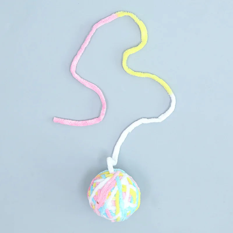 Funny Cat Toys Colorful Yarn Balls with Bell Sounding Interactive Chewing Toy for Kitten Stuffed Toy Ball Cat Toys Supplies