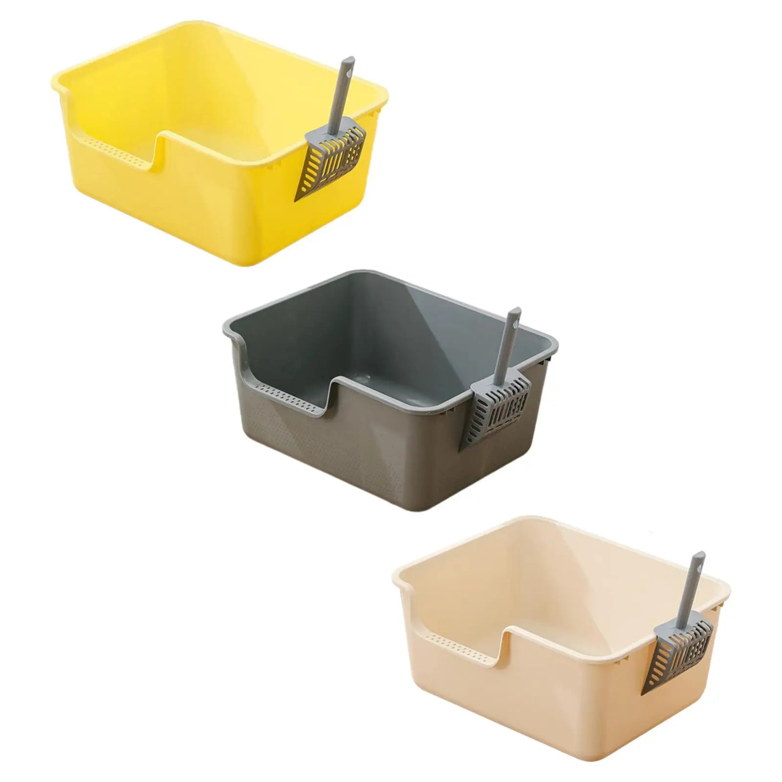 Semi Enclosed Cat Litter Box with High Side Large Capacity Anti-Splashing Kitten Toilet Tray Cat Litter Basin Pet Supplies