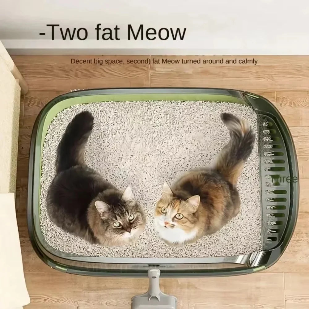 Cat Litter Box Kitty Sandbox Semi-enclosed High Side Splashproof Cat Toilet Pet Bedpans with Litter Scoop Cleaning Cat Supplies