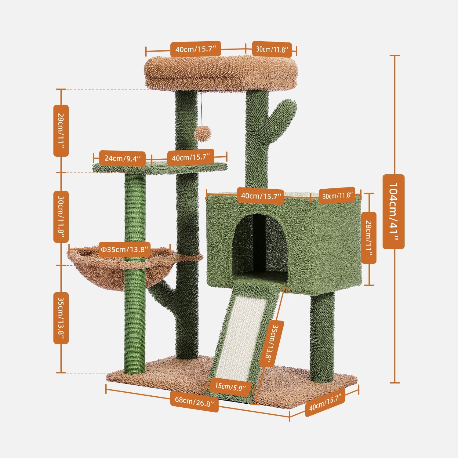 Cactus Cat Tree Tower with Sisal Scratching Post Board for Indoor Cats Condo Kitty Play House Perch rascador gato arbre à chat