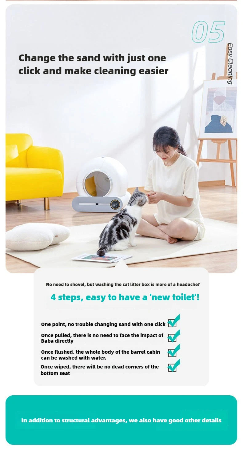 Smart Cat Litter Box for Pets Automatic Cleaning Electric Large Deodorizing Cat Toilet Fully Enclosed Automatic Cat Litter Box