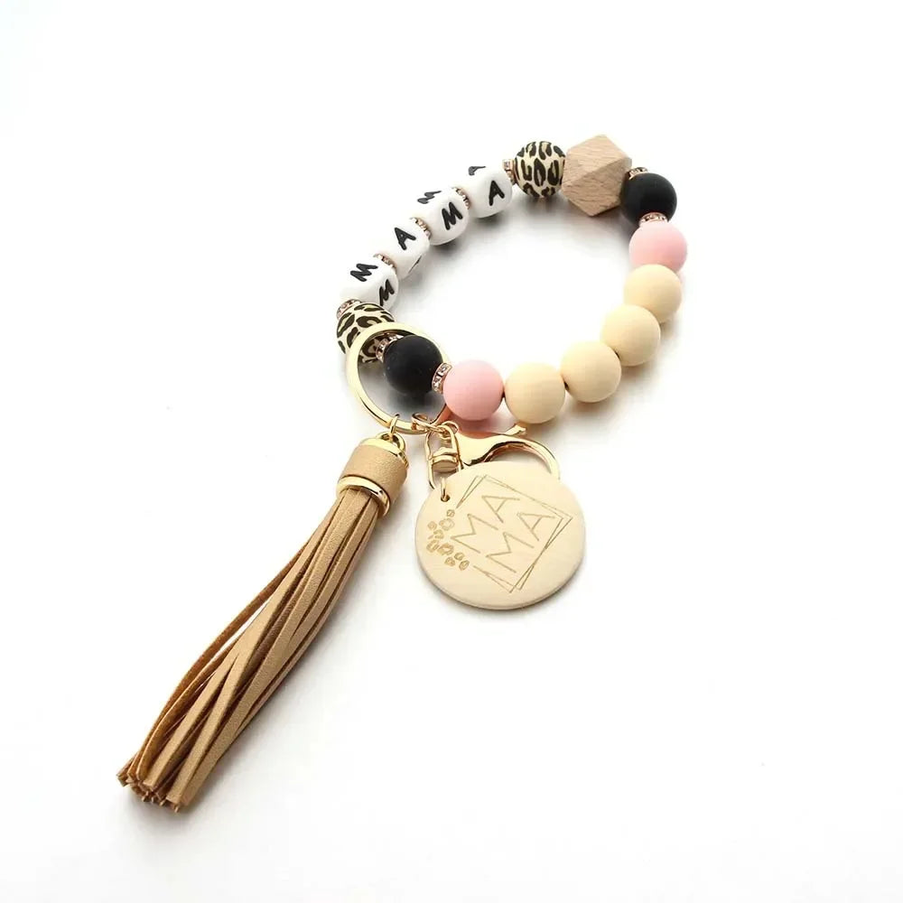 Fashion Round Wooden Pendant Tassel Silicone Ball Dice Woven Bag Charm Chain For Mothers Day gift Urn necklace Urn