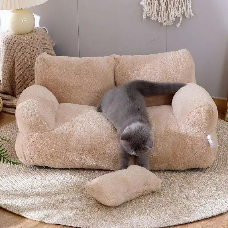 Plush Cat Bed House Sofa Beds Washable Warm Pet Dog Nest Comfortable Cat Cushion Dog Sleep Winter Furniture