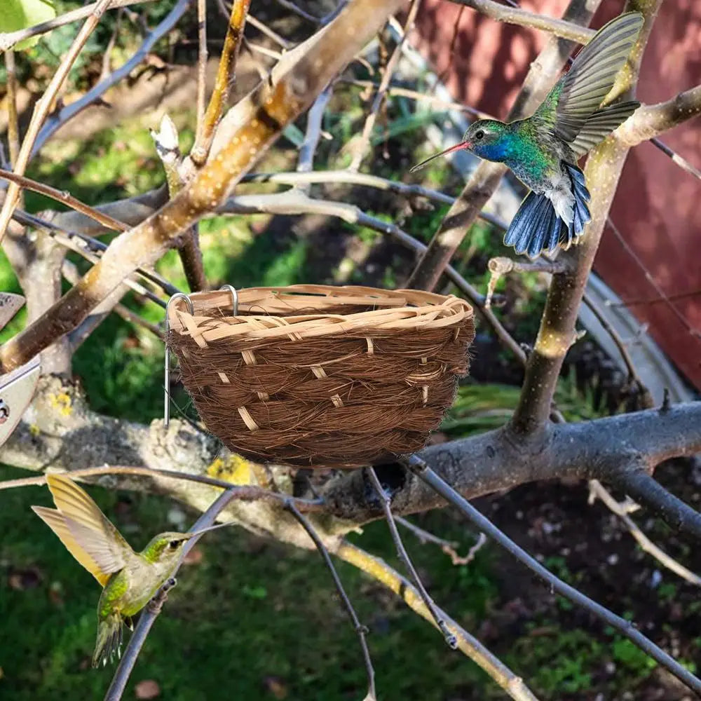 Hand Woven Bird Nest for Outdoors Hummingbird House Hanging Bird House Bird Cage Resting Place Wall-Mounted Outdoor Birdhouse