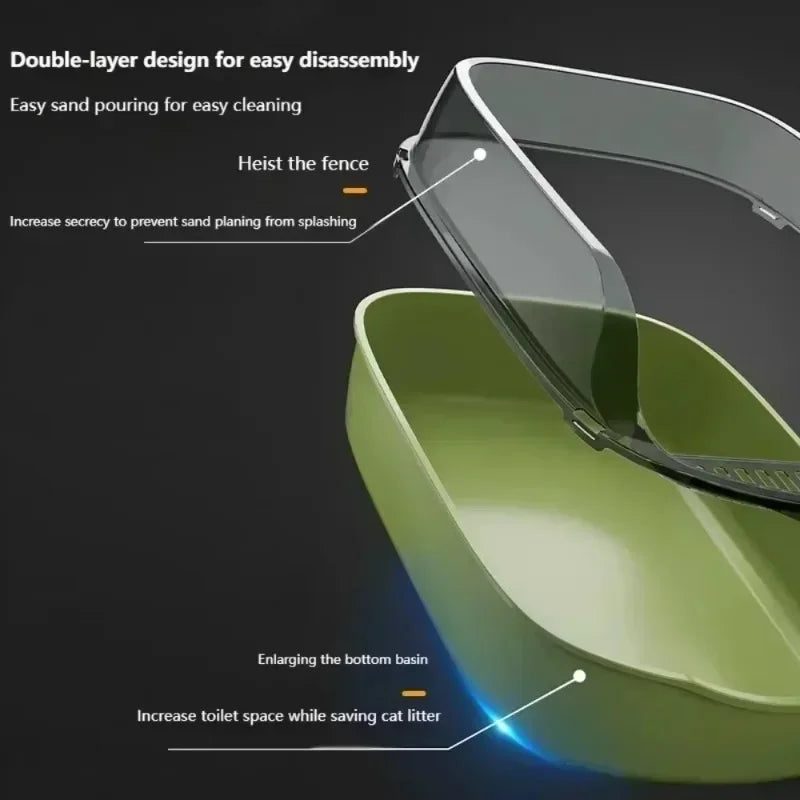 Cats Toilet Cat Litter Box with Litter Scoop Semi-enclosed High Side Splashproof Pet Bedpans Kitty Sandbox Cleaning Cat Supplies
