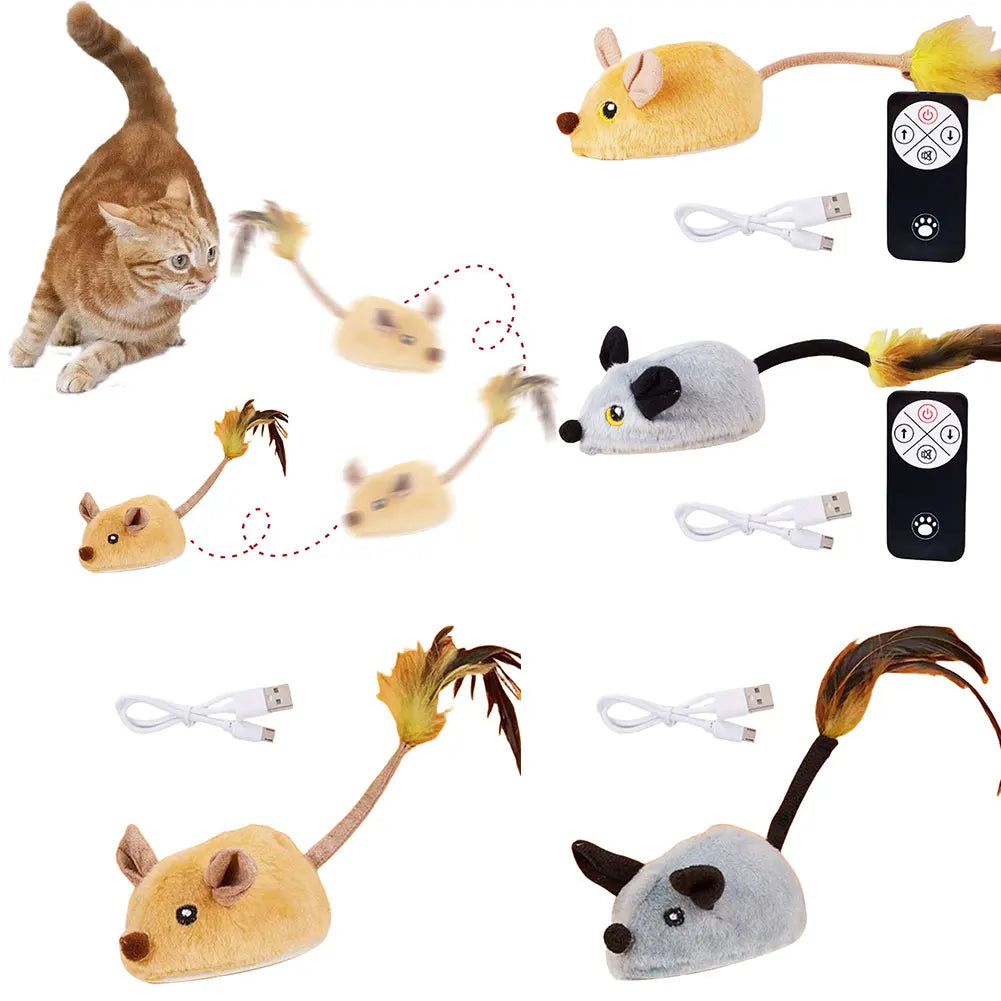 Interactive Cat Toy Electronic Mouse Moving Cat Toys Squeaky Cat Toys for Kitten Indoor/Outdoor Exercise