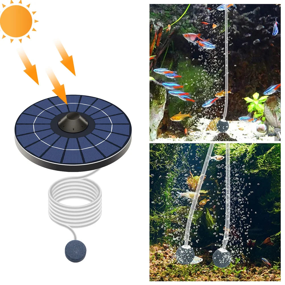 Floating Solar Air Pump Aerator Pumps For Aquarium Fish Tank Pond Fishing Oxygenation with Air Hoses and Bubble Stone