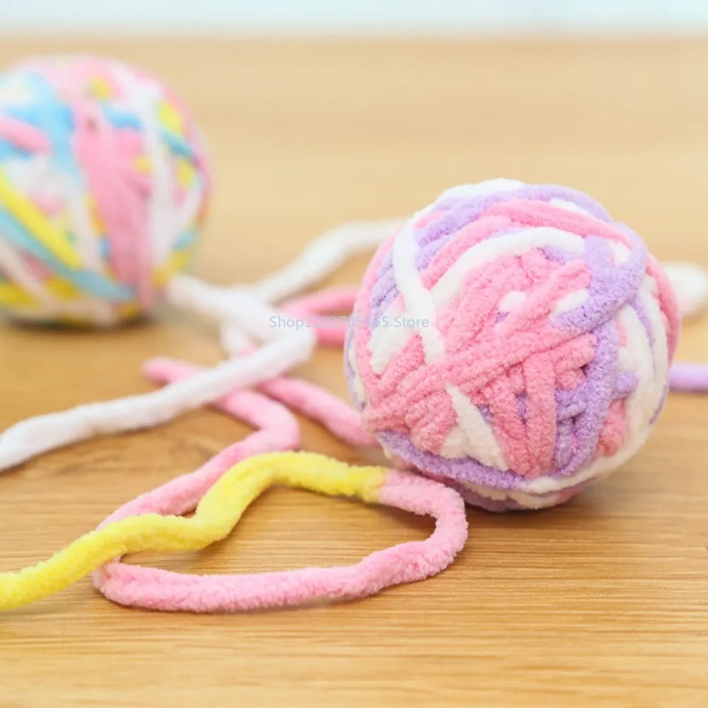 Funny Cat Toys Colorful Yarn Balls with Bell Sounding Interactive Chewing Toy for Kitten Stuffed Toy Ball Cat Toys Supplies