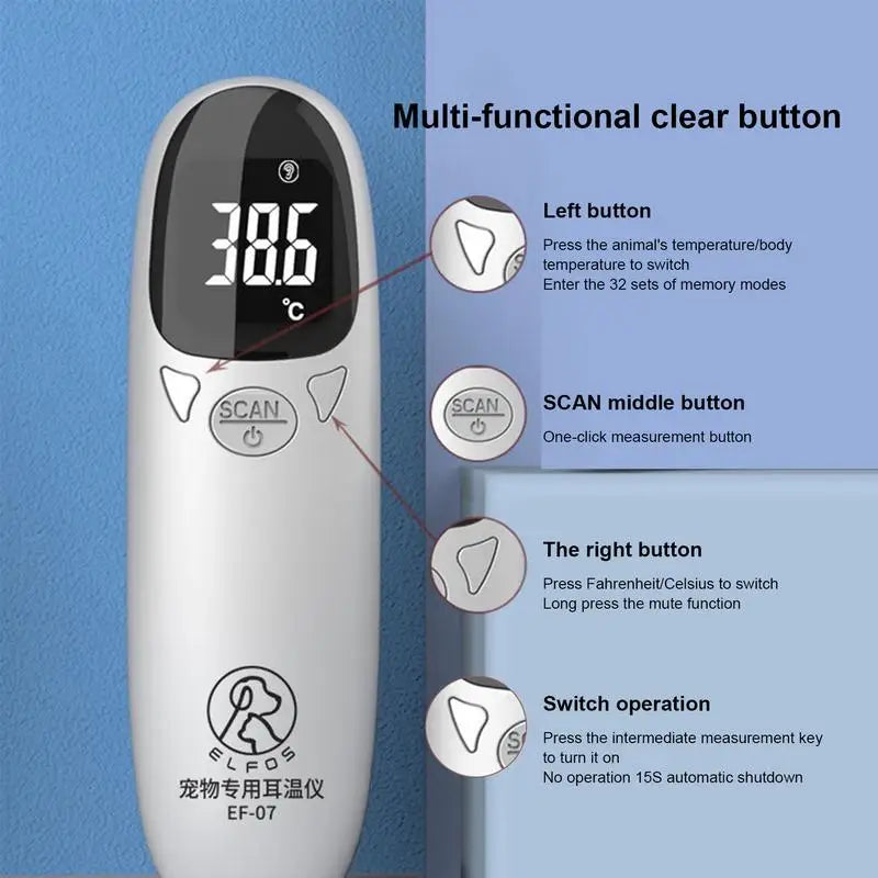 Pet Dog Cat Ear Digital Thermometers Pet Thermometers Animal Measuring Non-Contact Electronic Highly Accurate Pet Supplies