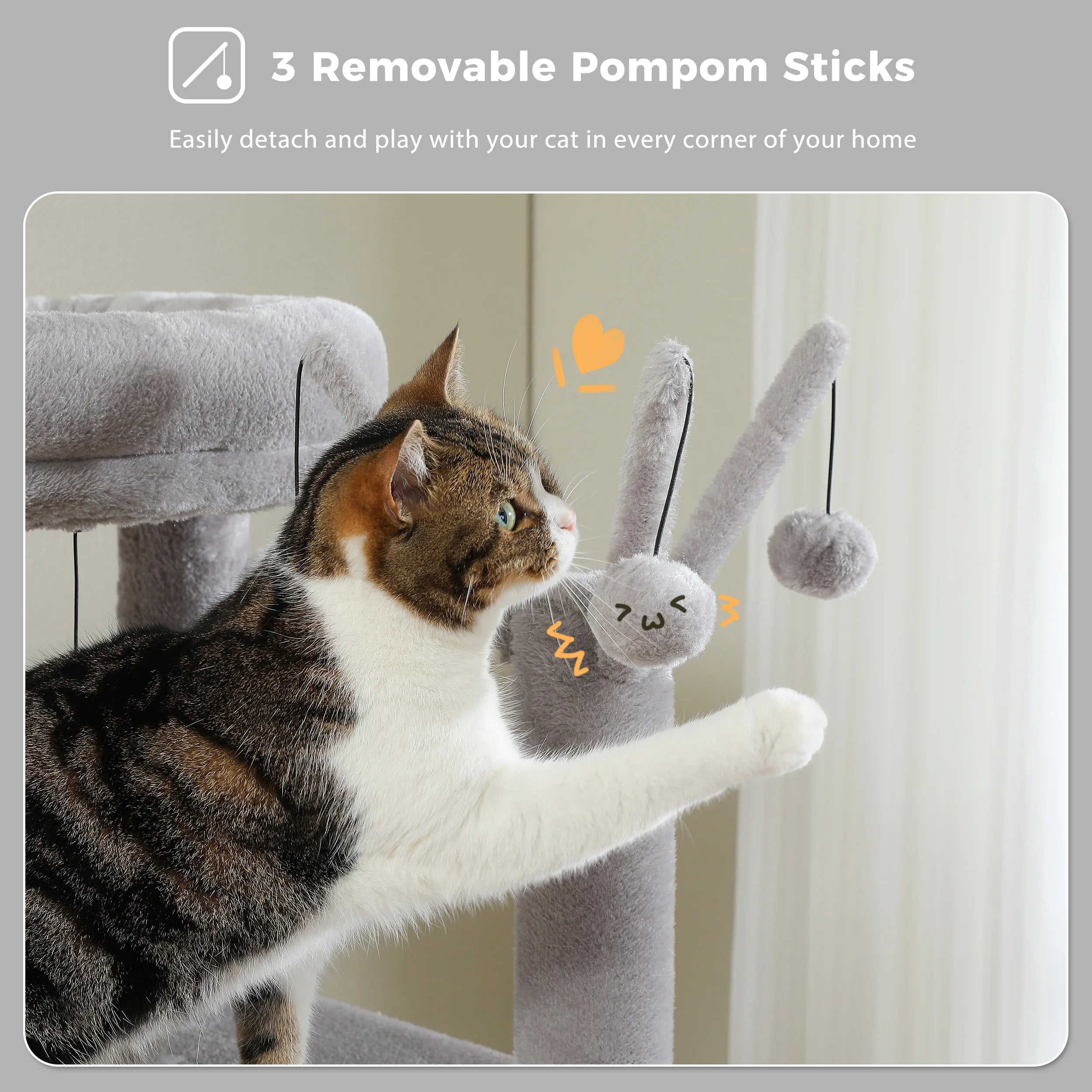 Multi-Level Cat Tree with Scratching Post Hammock Large Perches Hanging Balls Tall Cat Tower for Indoor Spacious Cat Condo House