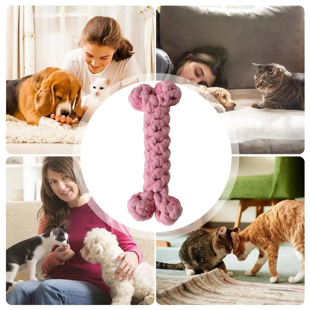 Dog Chew Toys Soft Cotton Bone Puppy Teeth Cleaning Toy 15.5cm/6.1 Inches Aggressive Chewers Dog Toy Pet Teeth Cleaning