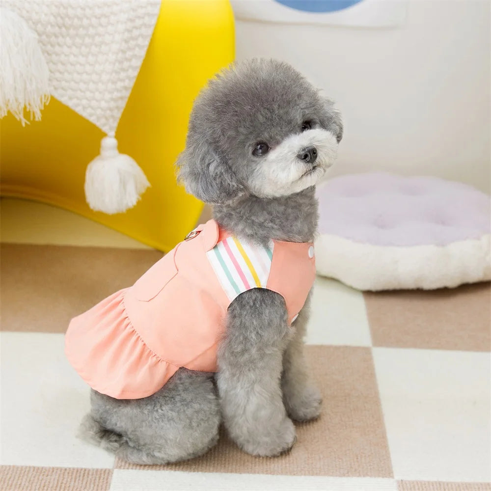 Spring Clothing for Small Dogs Summer Dog Dress Striped Puppy Princess Skirt Cute Dog Cat Dress Pet Dog Costume Apparel