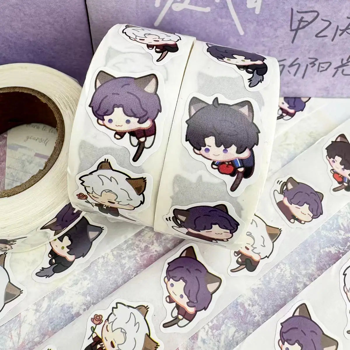 500Pcs/Roll Cat Dress Up Love and Deepspace Anime Sticker Xavier Zayne Rafayel ralayo decorative stickers Valentine's Day Gift