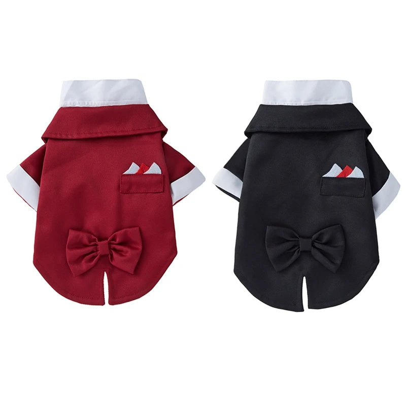 Pet Dog Clothes Formal Wedding Black Shirt Tailcoats With Bow Tie Costume Fashion Party Tuxedo Halloween Dress for Dog