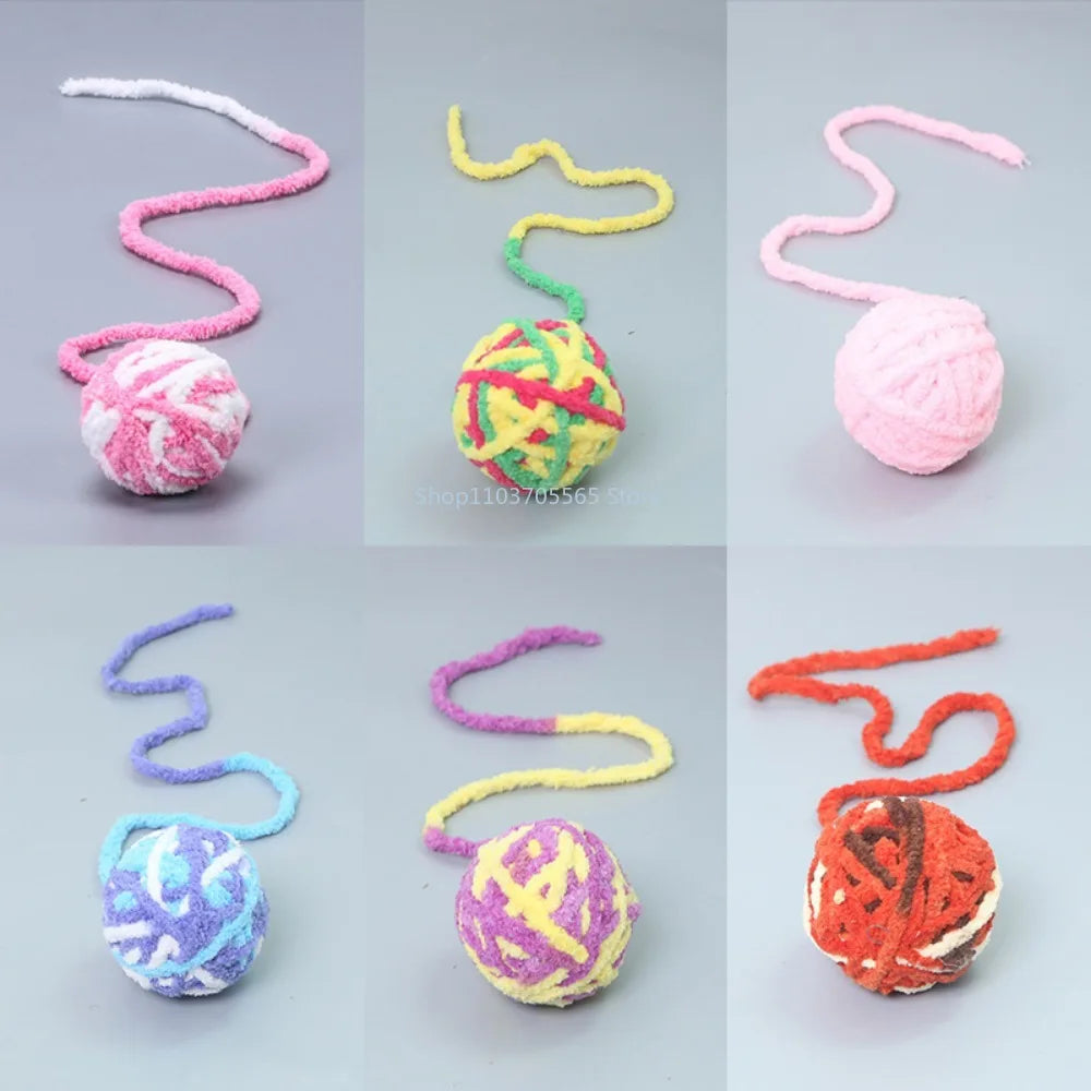 Funny Cat Toys Colorful Yarn Balls with Bell Sounding Interactive Chewing Toy for Kitten Stuffed Toy Ball Cat Toys Supplies