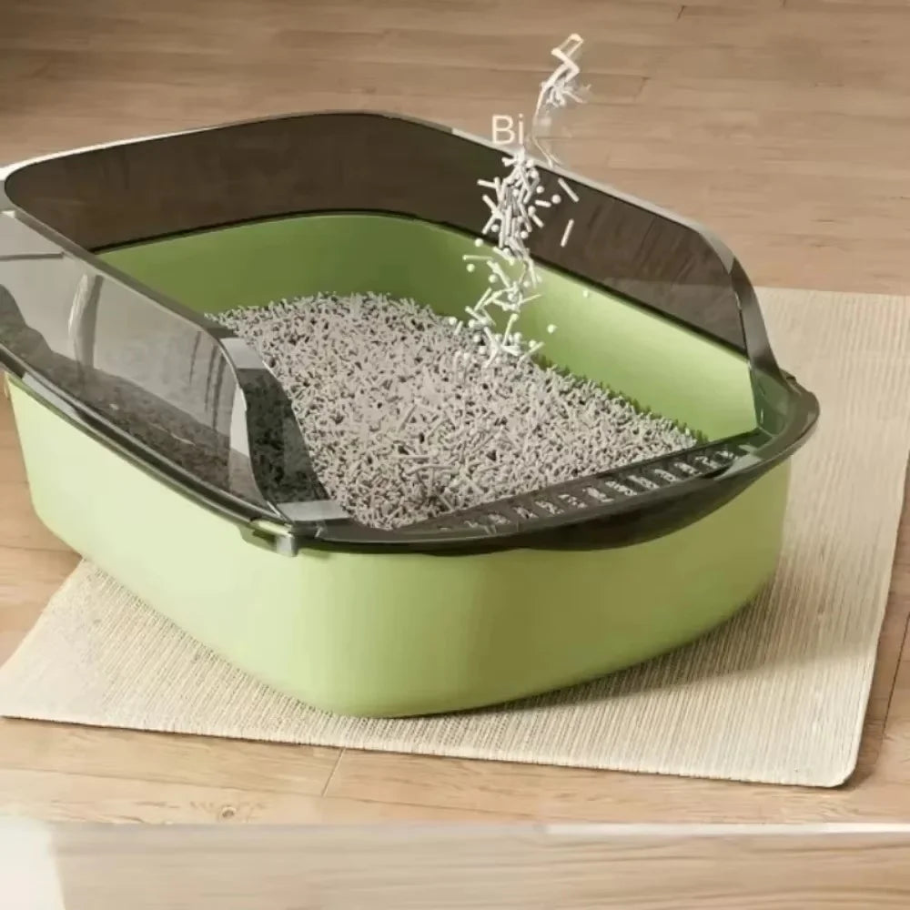 Cat Litter Box Kitty Sandbox Semi-enclosed High Side Splashproof Cat Toilet Pet Bedpans with Litter Scoop Cleaning Cat Supplies