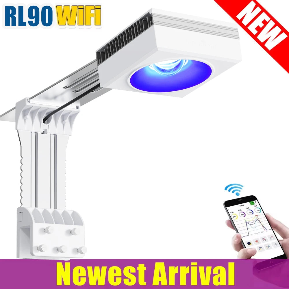 PopBloom RL60/RL90 WiFi Aquarium LED Lighting, APP Program Saltwater LED Aquarium Lamp for Marine Reef Fish Tank, Include Mount