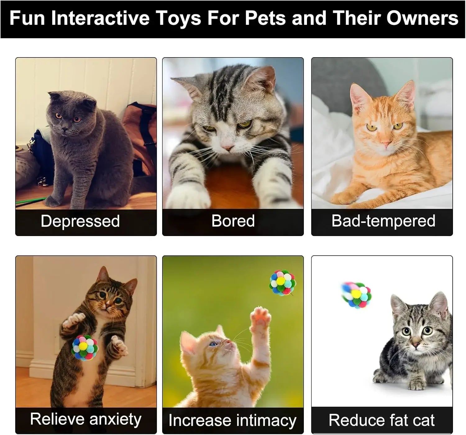 Cat Toys Colorful Bell Toys Elastic Ball Cat Grab and Bite Toys Cat Toys Interactive  Pet Toys Pet Products Cat Toys Interactive