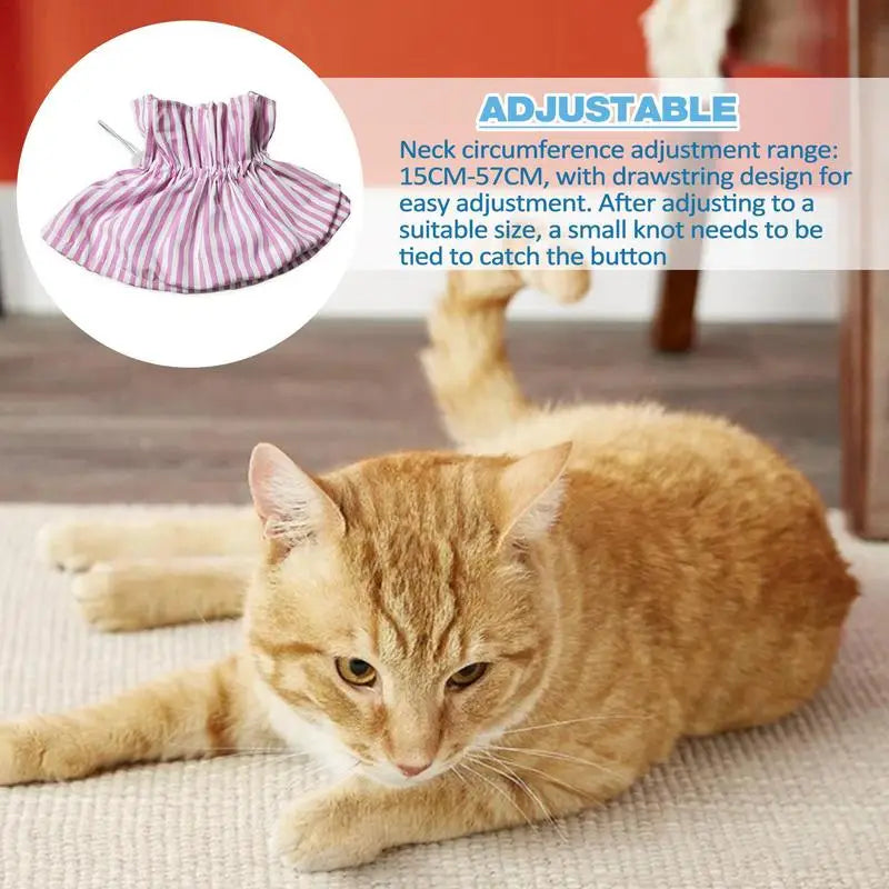 Soft Collar For Cats Polyester Soft Recovery Elizabethan Collar Drawstring Design Comfortable Protective Collar Adjustable Pet