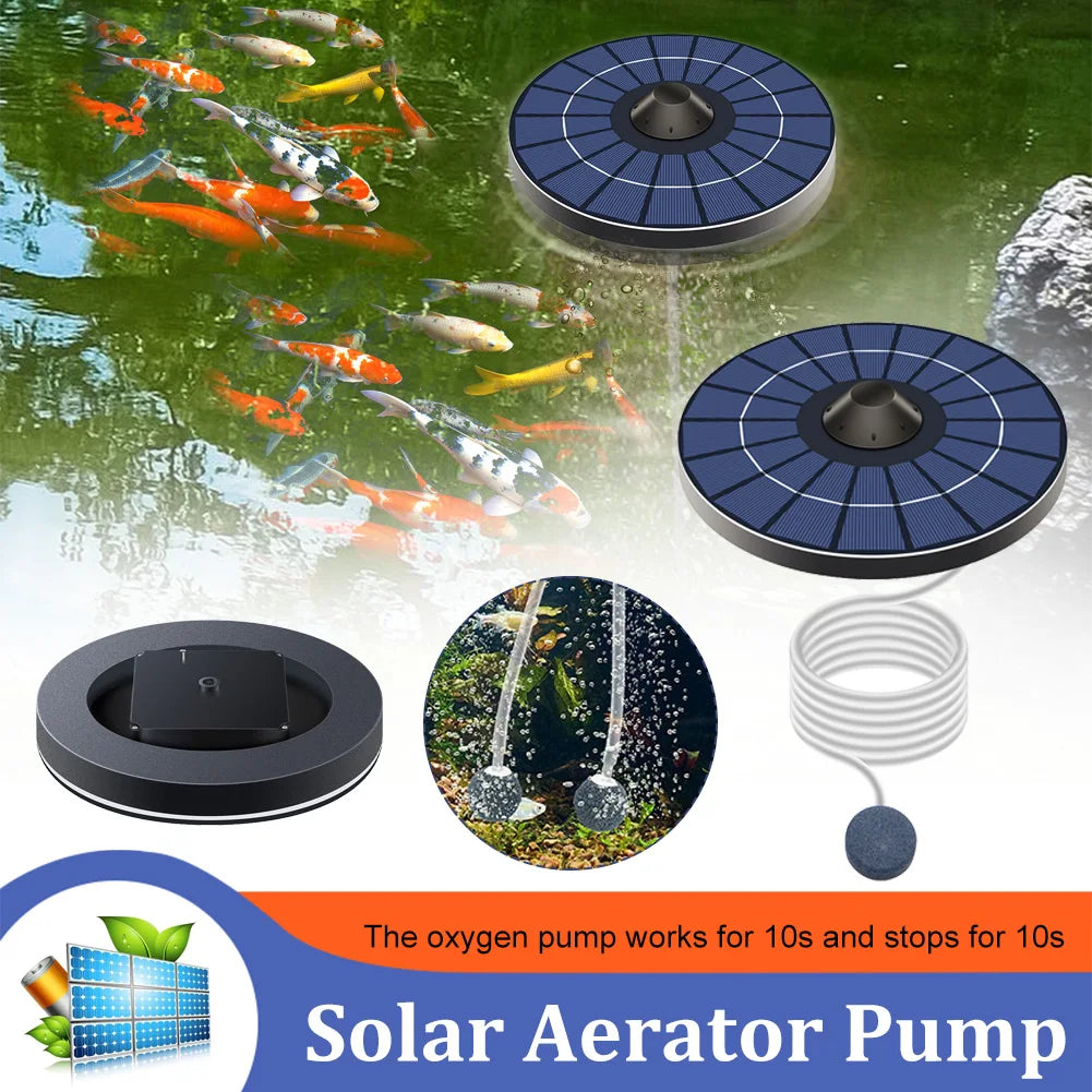 Floating Solar Air Pump Aerator Pumps For Aquarium Fish Tank Pond Fishing Oxygenation with Air Hoses and Bubble Stone