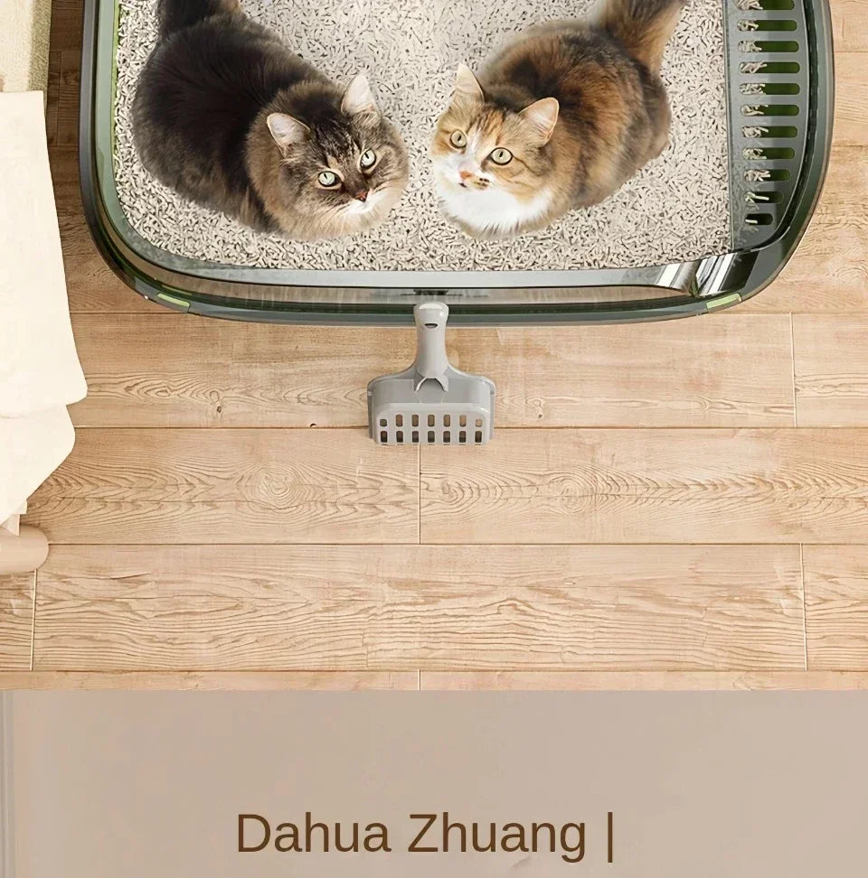 Cat Litter Box Kitty Sandbox Semi-enclosed High Side Splashproof Cat Toilet Pet Bedpans with Litter Scoop Cleaning Cat Supplies