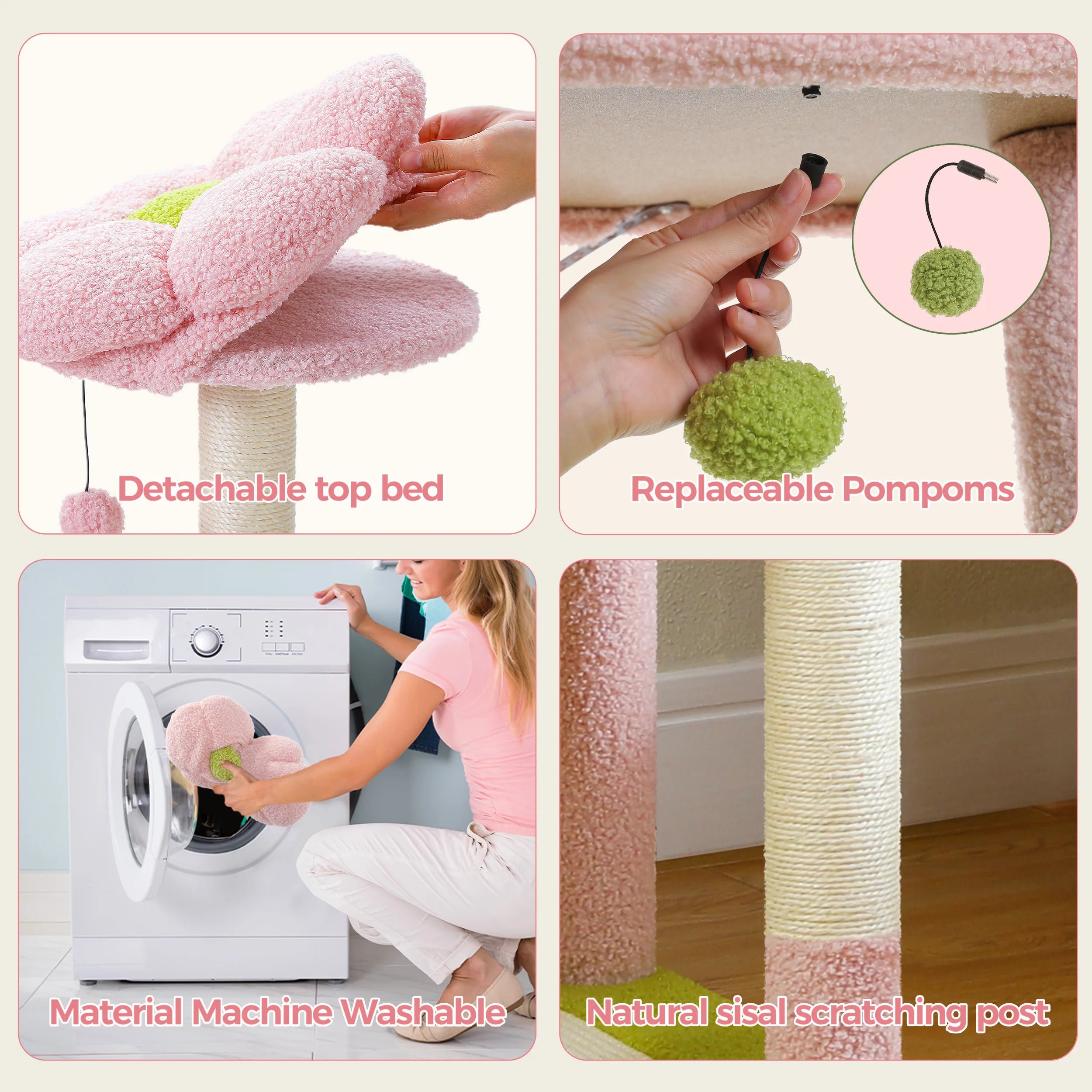 Multi-Level Cat Tree with Scratching Post Hammock Large Perches Hanging Balls Tall Cat Tower for Indoor Spacious Cat Condo House