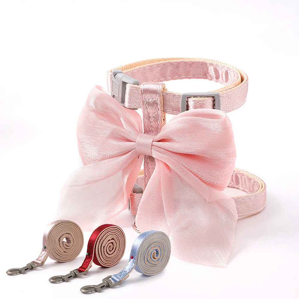 Cute Bowknot Cat Harness Accessories Princess Cat Dress Costumes Kitten Puppy Harness For Cats Leash