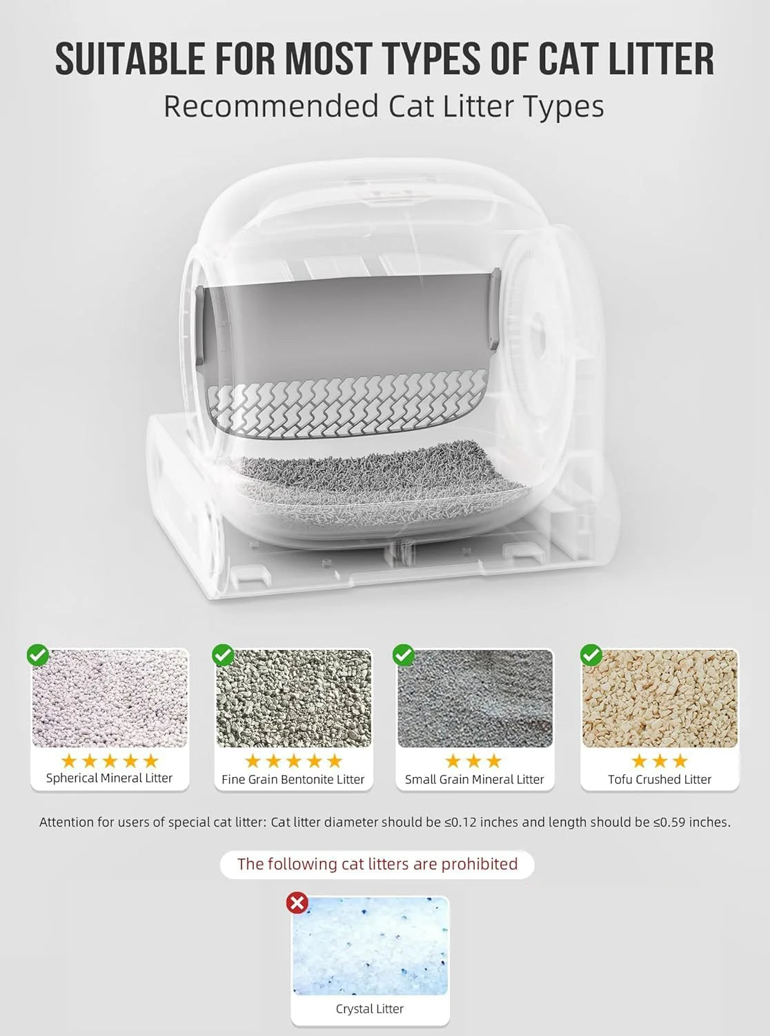 Tonepie 65L Automatic Smart Cat Litter Box Self Cleaning Fully Enclosed Cat Litter Box Pet Toilet Litter Tray English versions