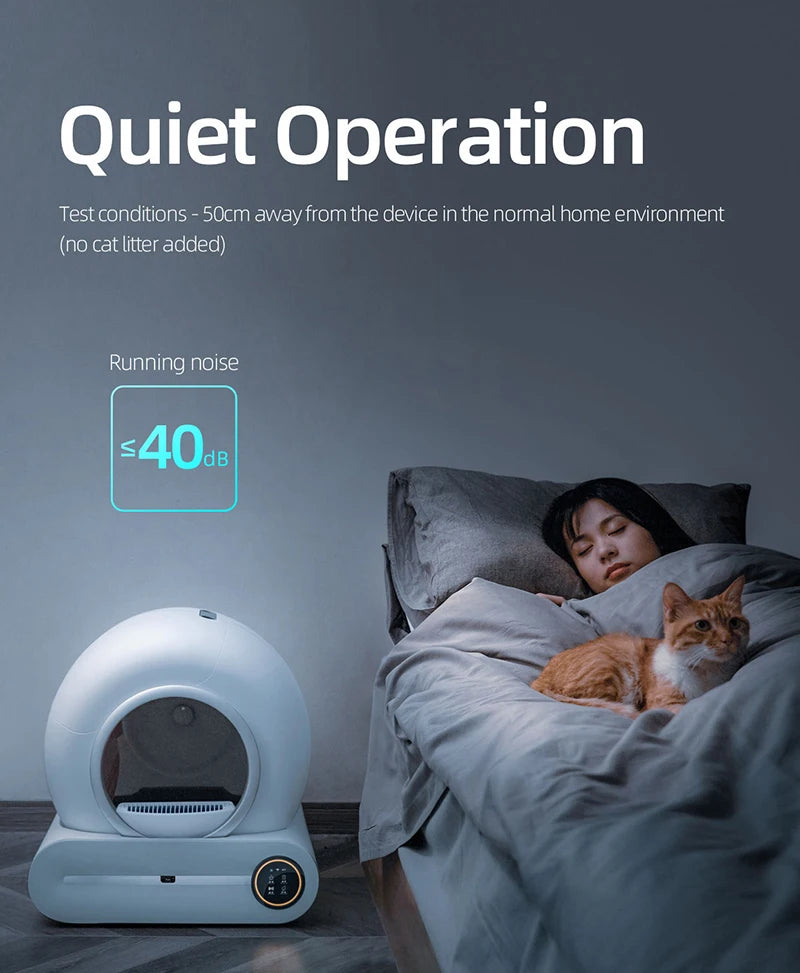 Booteely 65L Automatic Smart Cat Litter Box Self Cleaning Fully Enclosed Cat Litter Box Pet Toilet Litter Tray English versions