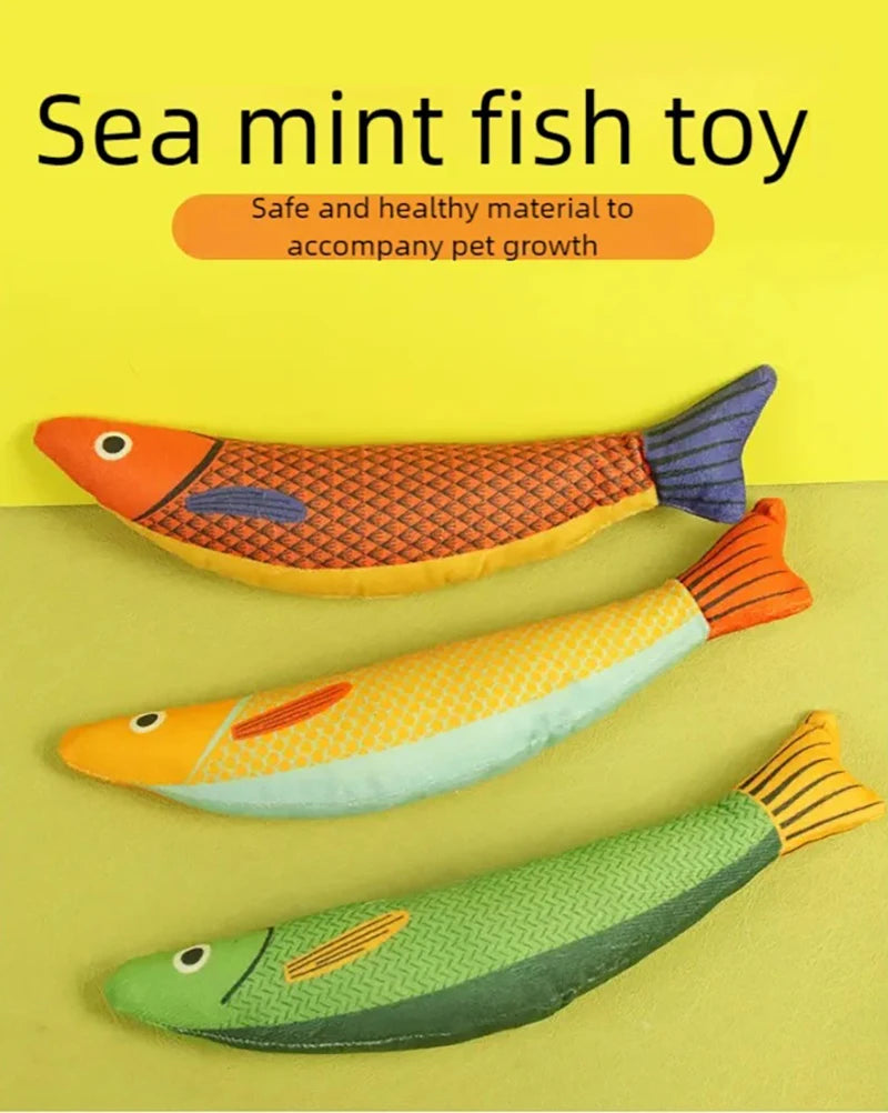 Cat toys mint fish simulation, grinding teeth, biting and teasing, durable and soothing, mint cat toys