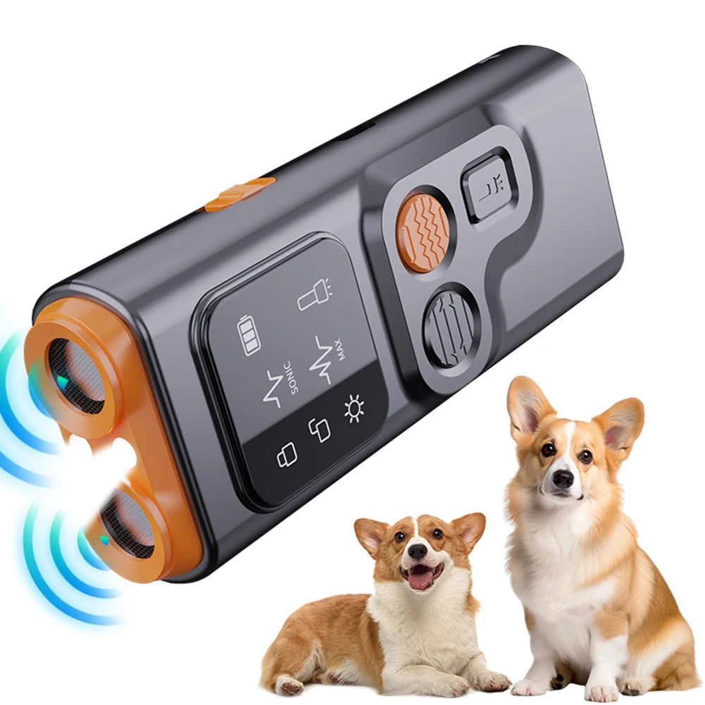 Ultrasonic Dog Bark Deterrent Device with LED Flashlight Rechargeable Pet Dog Repeller Dog Chaser Correct Your Dogs Bad Behavior