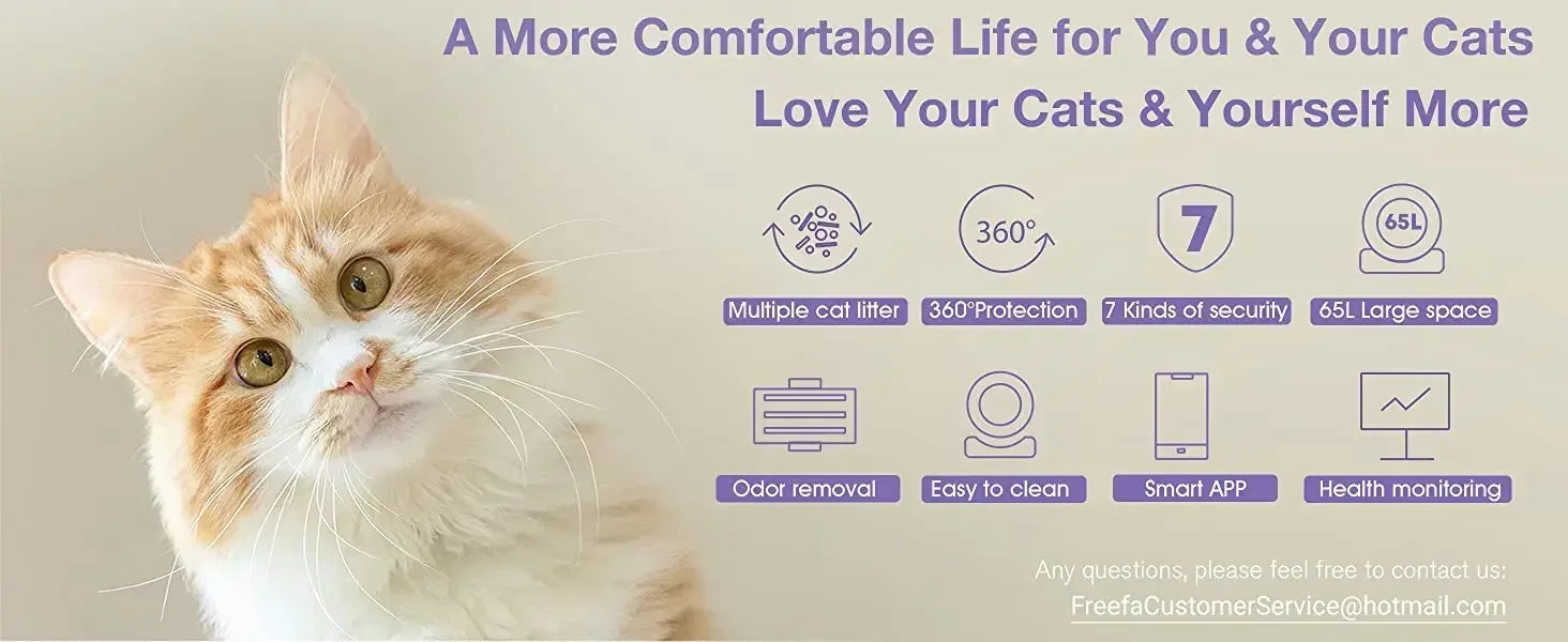 Large Capacity Automatic Cat Litter Box Self Cleaning, Smart Self-Cleaning Cat Litter Box with 65L Litter Box APP Control