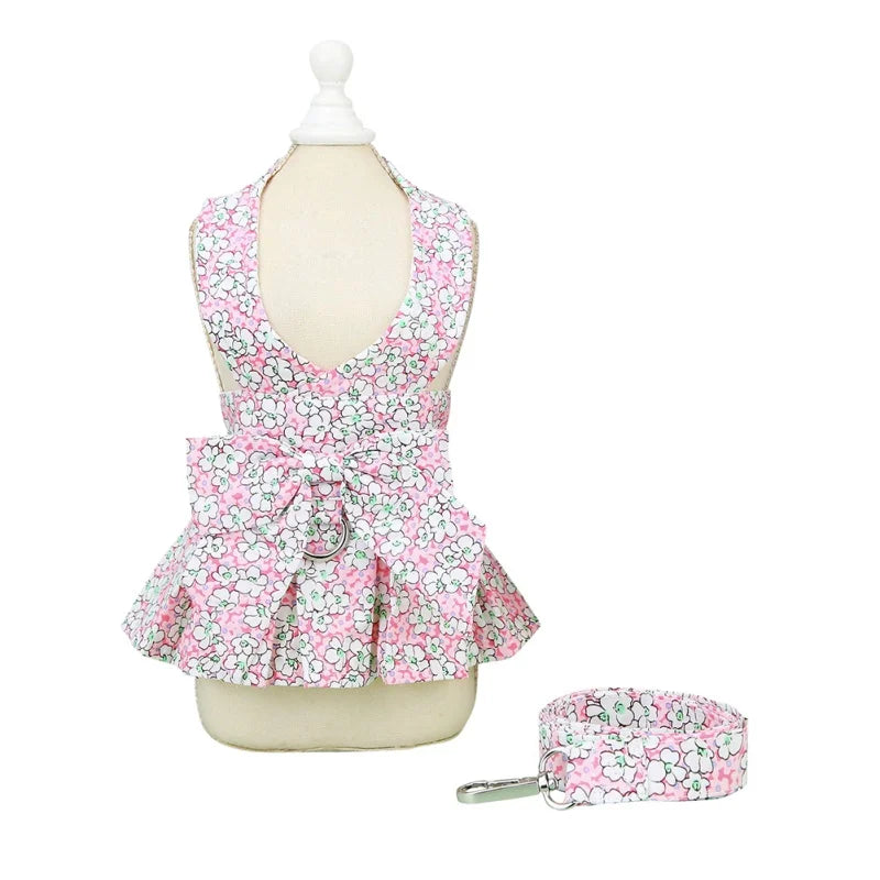 Dog Harness Vest Leash Set Floral Puppy Dress Clothes For Small Dogs Skirt Perro Adjustable Pets Clothing Chihuahua Bulldog