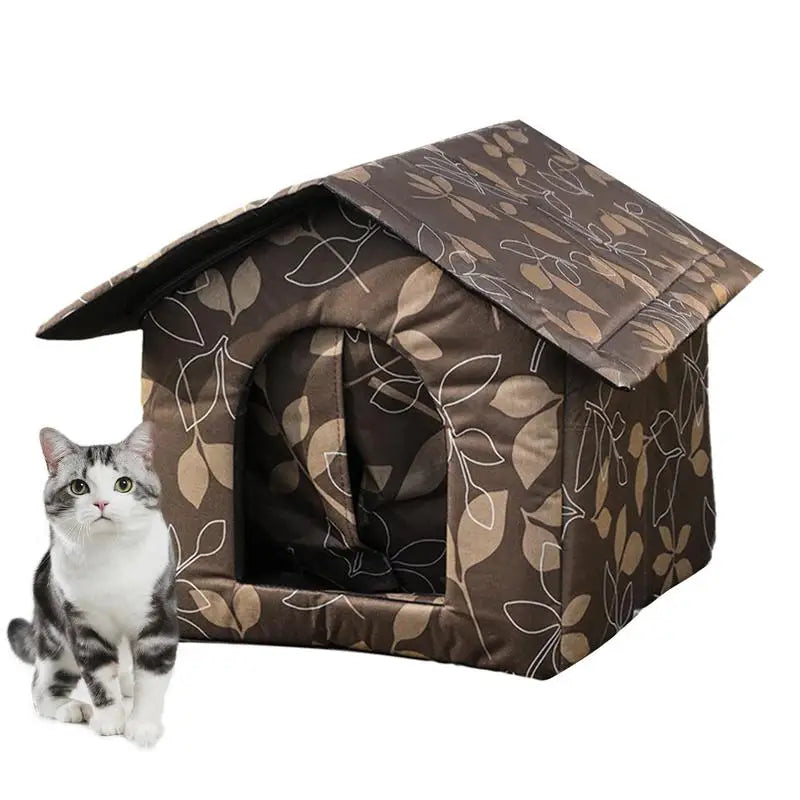 Pet House Outdoor Stray Cat Shelter Oxford Cloth Waterproof Cat Bed Deep Sleep House Stray Dog Winter Garden Puppy Kitten Cave