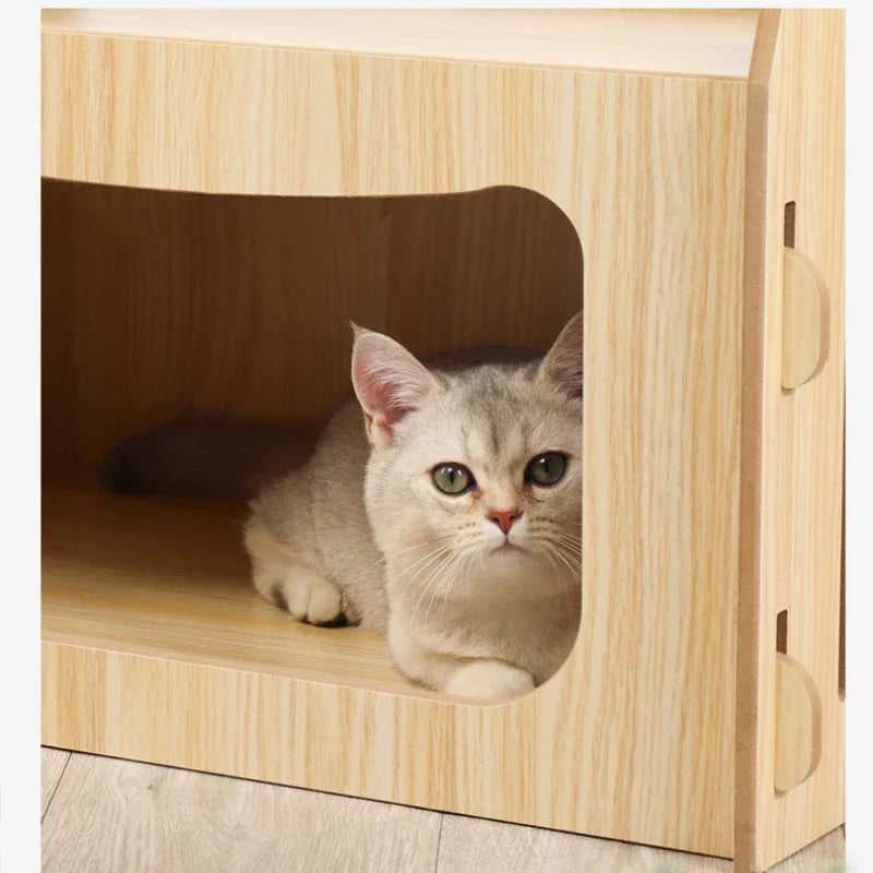Multifunctional Luxury Cat Villa Double-story Pet House Four-season Universal Cat Nest Cat Hammock Pet Toys Pet Supplies