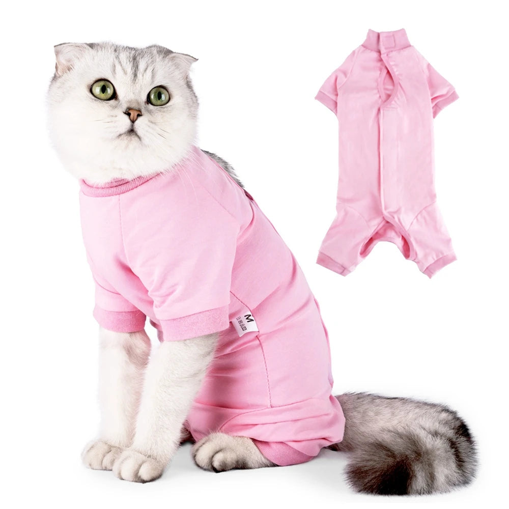 Cat Recovery Suit Dog Onesie After Surgery Wear Wounds Anti Licking E-Collar Cone Alternative Pajamas Bodysuit Prevent Shedding